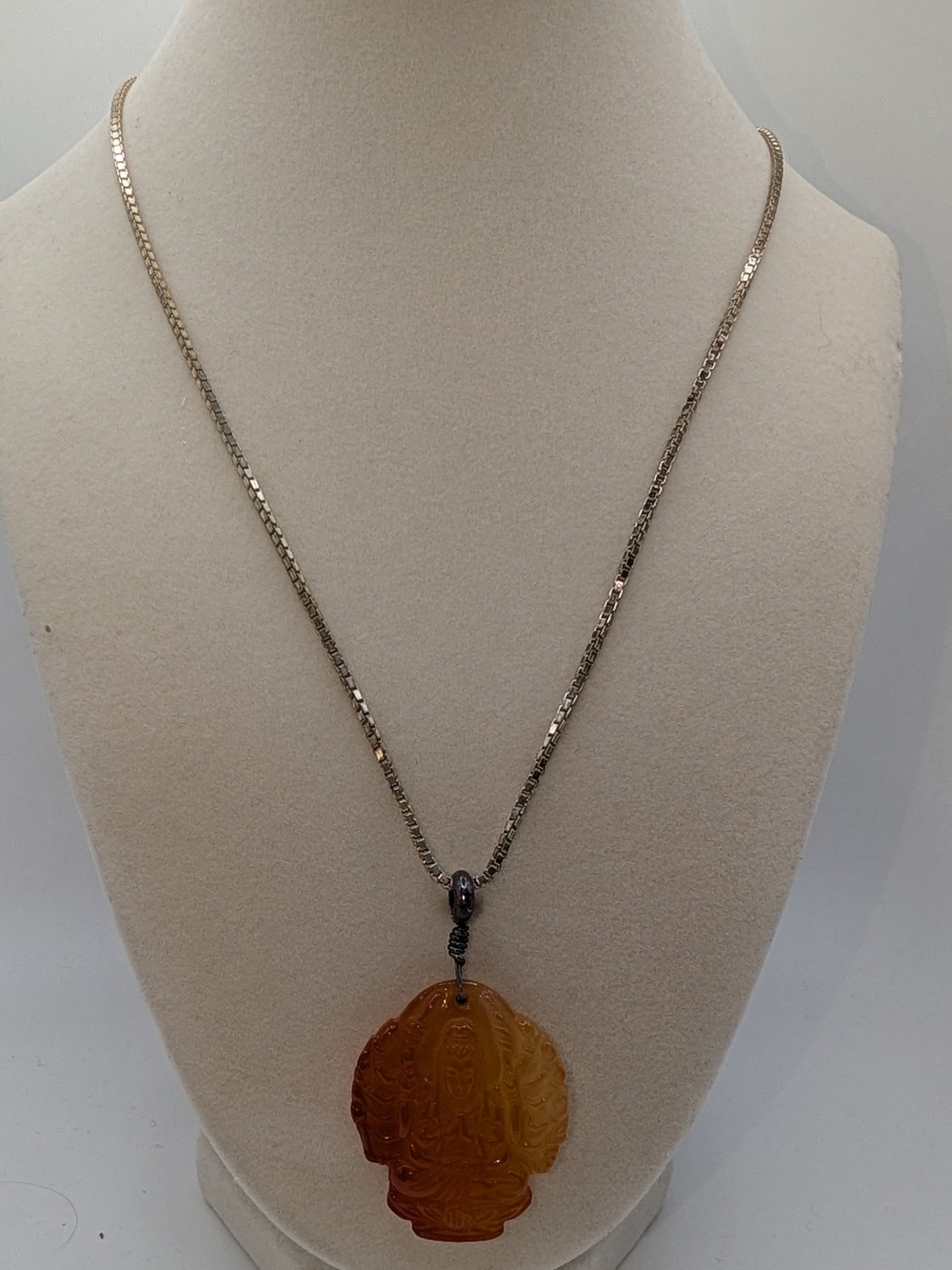 Carnelian Carved Buddha Pendant Necklace